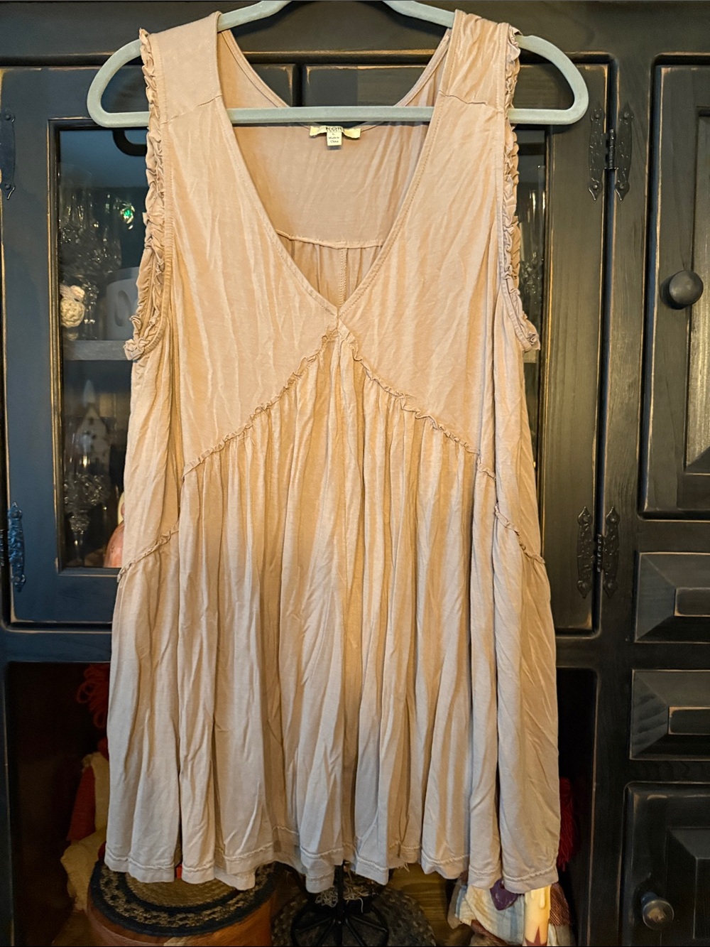 Kori Blush Pink Sleeveless V-Neck Flowing Tunic Top